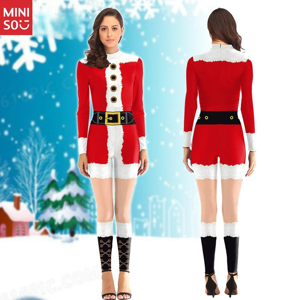 Red Christmas Dress Stockings Digital Printed Onesie Christmas Party Performance Dress 
Red Christmas Dress Stockings Digital Printed Onesie Christmas Party Performance Dress