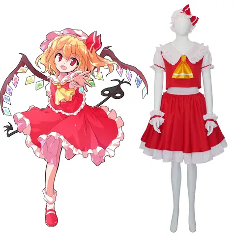 Touhou Project Koumakyou Embodiment of Scarlet Devil Scarlet Devil Mansion Flandre Scarlet Cosplay Costume Outfit Dress