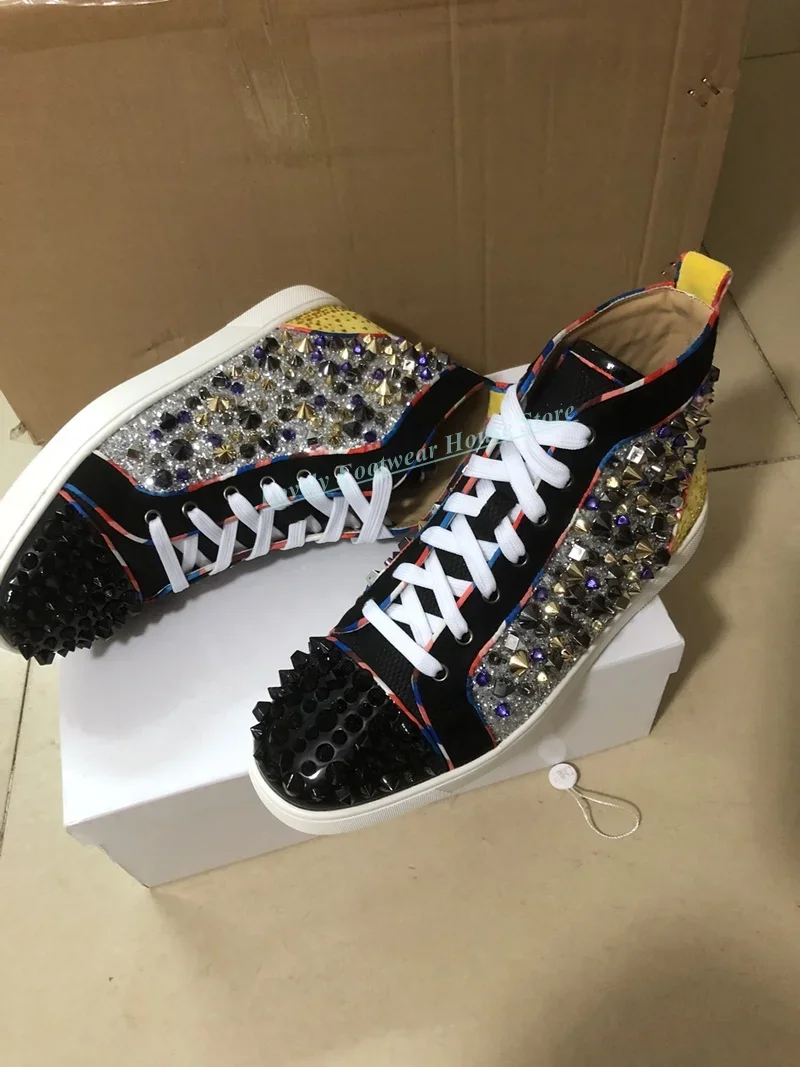 Luxury Men Woman Colorful Spike Ankle Boots Lace Up Round Toe Male Female Breathable Flat Heel Spring Autumn Party Short Boots
Luxury Men Woman Colorful Spike Ankle Boots Lace Up Round Toe Male Female Breathable Flat Heel Spring Autumn Party Short Boots