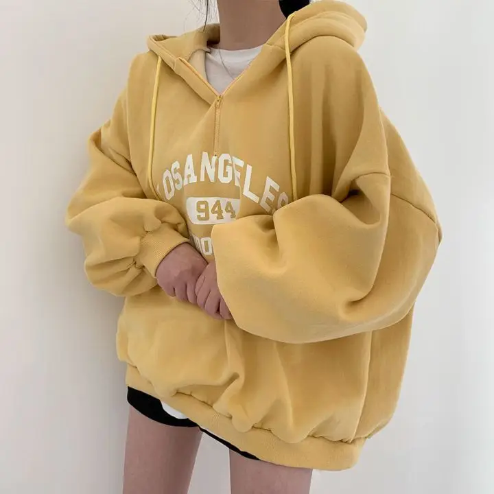 Women's Zipper Hoodie Thickened Fleece Loose Fit Autumn Winter Outerwear Large Size Korean Style Fashionable Streetwear
Women's Zipper Hoodie Thickened Fleece Loose Fit Autumn Winter Outerwear Large Size Korean Style Fashionable Streetwear