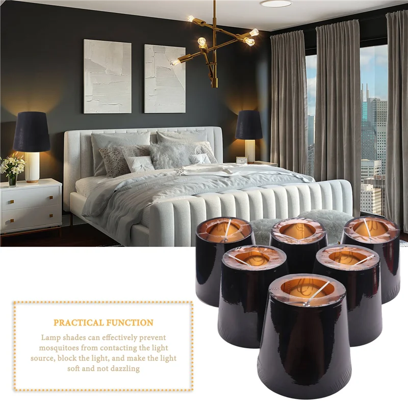 AB46-Black Lamp Shades With Gold Lining Clip On Light Shades Candle Chandelier Lampshades, Set Of 6
AB46-Black Lamp Shades With Gold Lining Clip On Light Shades Candle Chandelier Lampshades, Set Of 6