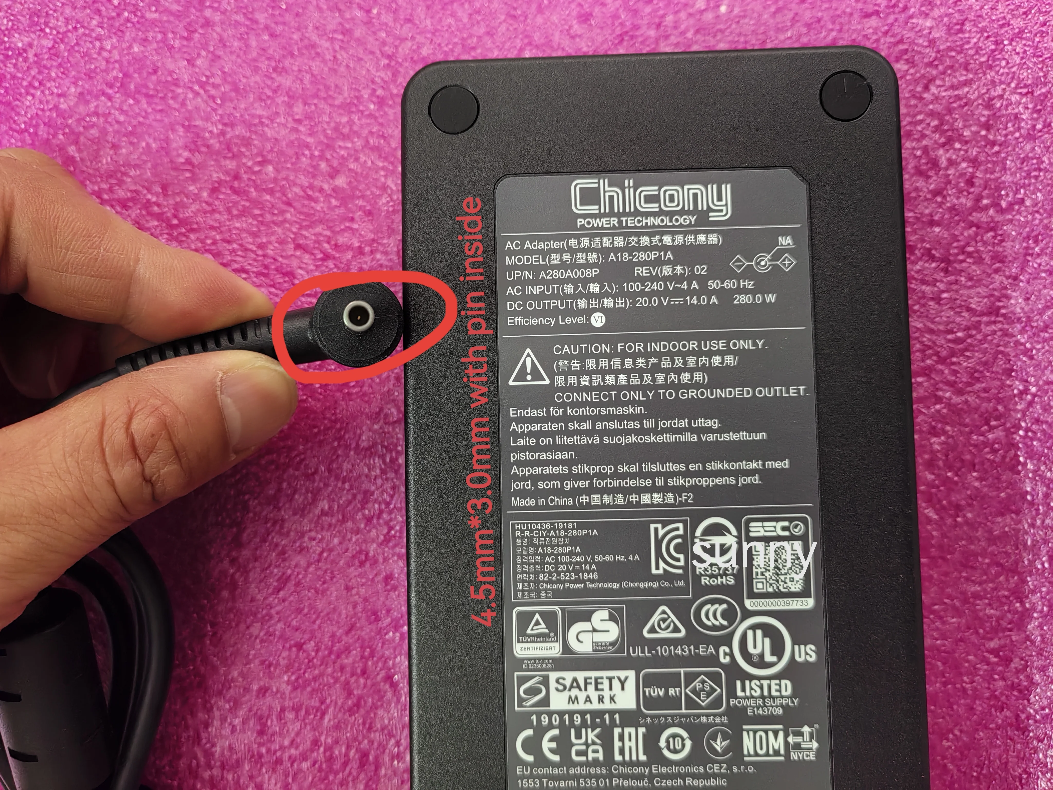 НОВЫЙ OEM-адаптер Chicony 20V 14A A18-280P1A для игрового ноутбука Gigabyte Aorus 17H BXF, 4.5 мм штекер, 280 Вт, AC-адаптер 190191-11, UK/CA
НОВЫЙ OEM-адаптер Chicony 20V 14A A18-280P1A для игрового ноутбука Gigabyte Aorus 17H BXF, 4.5 мм штекер, 280 Вт, AC-адаптер 190191-11, UK/CA