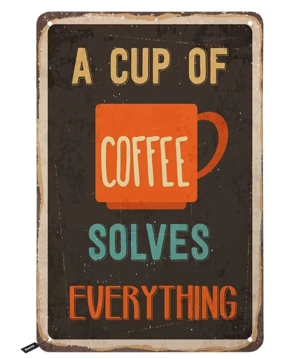 A Cup of Coffee Solves Everything Tin Signs,Vintage Metal Tin Sign for Men Women,Wall Decor for Bars,Restaurants,Cafes Pubs
A Cup of Coffee Solves Everything Tin Signs,Vintage Metal Tin Sign for Men Women,Wall Decor for Bars,Restaurants,Cafes Pubs