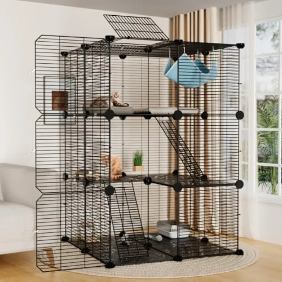 Indoor large cat cage: enclosed DIY pet playpen with detachable metal wire construction, sturdy gray crate featuring integrated
Indoor large cat cage: enclosed DIY pet playpen with detachable metal wire construction, sturdy gray crate featuring integrated