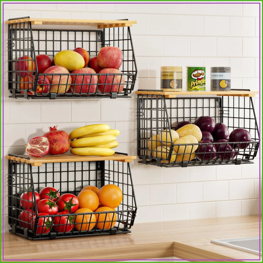 Wire Fruit Basket for Kitchen Storage: Hanging & Counter Vegetable Produce, Potato Onion Pantry 3 Pack
Wire Fruit Basket for Kitchen Storage: Hanging & Counter Vegetable Produce, Potato Onion Pantry 3 Pack