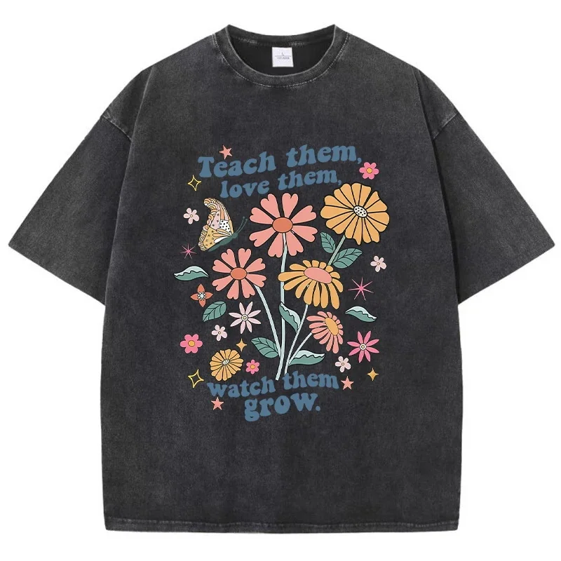 Casual Women Cotton Washed T-Shirt Teach Them Love Them Beautiful Flower Butterfly Prints Tops Loose O-Neck Tees Female Clothes
Casual Women Cotton Washed T-Shirt Teach Them Love Them Beautiful Flower Butterfly Prints Tops Loose O-Neck Tees Female Clothes