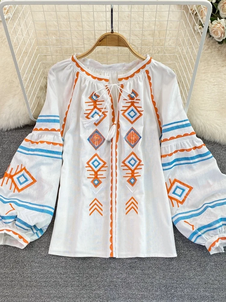Spring Autumn Loose Lantern Sve round Ne Embroidered Slimming Doll Top Women's Pullover irt Korean Sle Commute Wind
Spring Autumn Loose Lantern Sve round Ne Embroidered Slimming Doll Top Women's Pullover irt Korean Sle Commute Wind