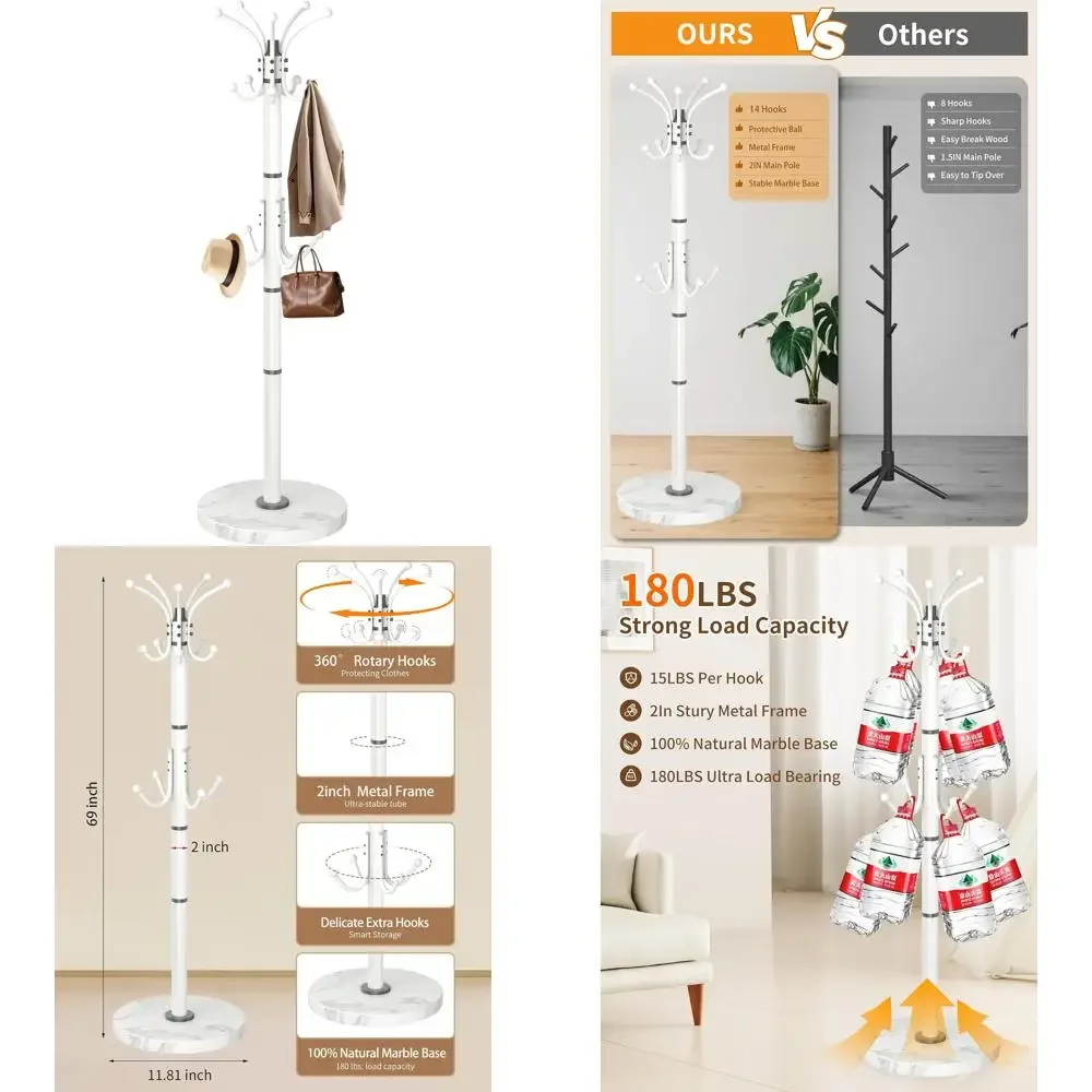 360 ° Вращающаяся металлическая вешалка для одежды с основанием из натурального мрамора, отдельно стоящая белая вешалка для одежды для стильного хранения в прихожей
360 ° Вращающаяся металлическая вешалка для одежды с основанием из натурального мрамора, отдельно стоящая белая вешалка для одежды для стильного хранения в прихожей