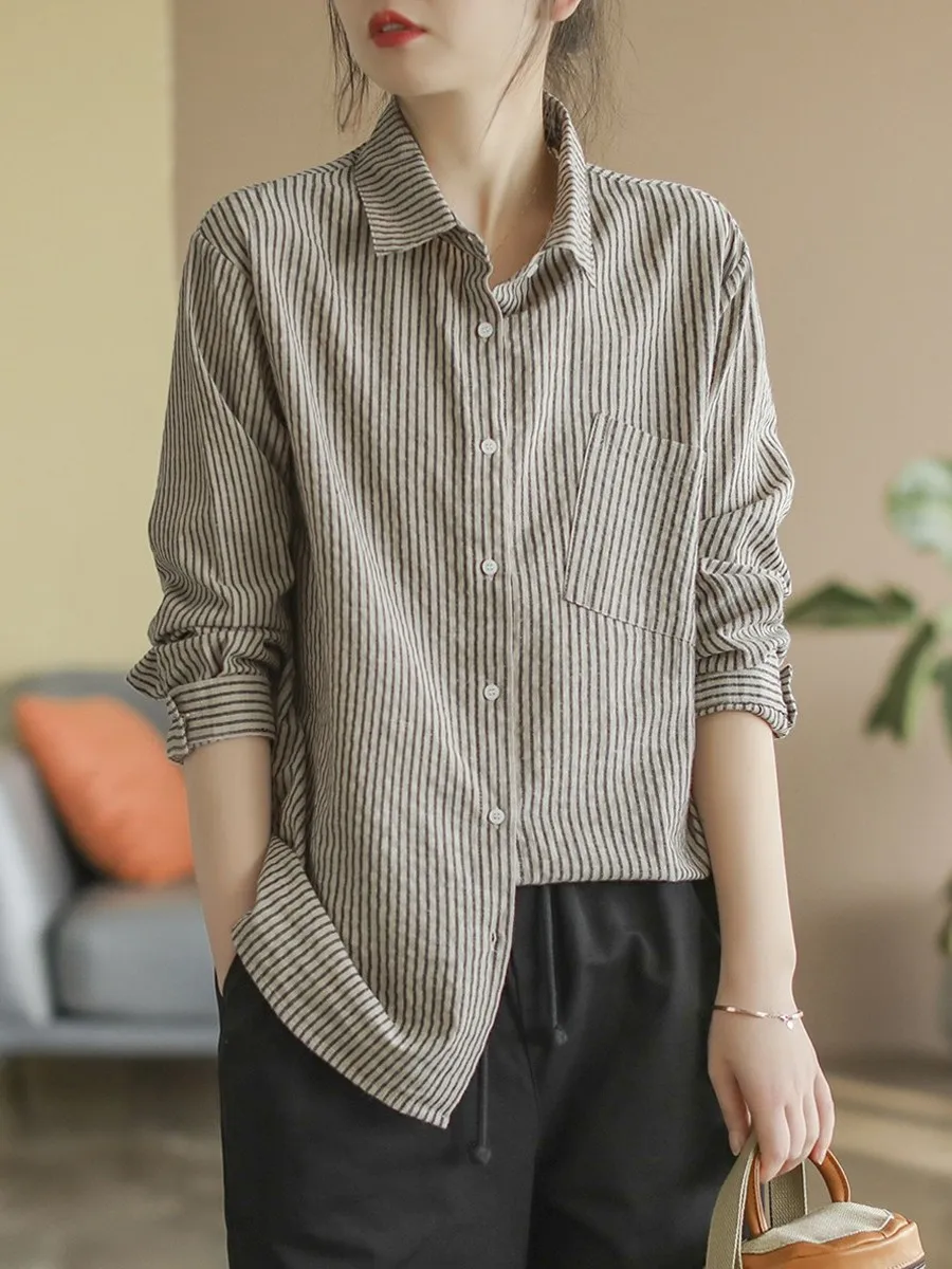 Spring 2026 Artistic Cotton Linen Stripe irt Large Size Women's Long Sve Button Collar Casual Versatile Open Cardigan
Spring 2026 Artistic Cotton Linen Stripe irt Large Size Women's Long Sve Button Collar Casual Versatile Open Cardigan