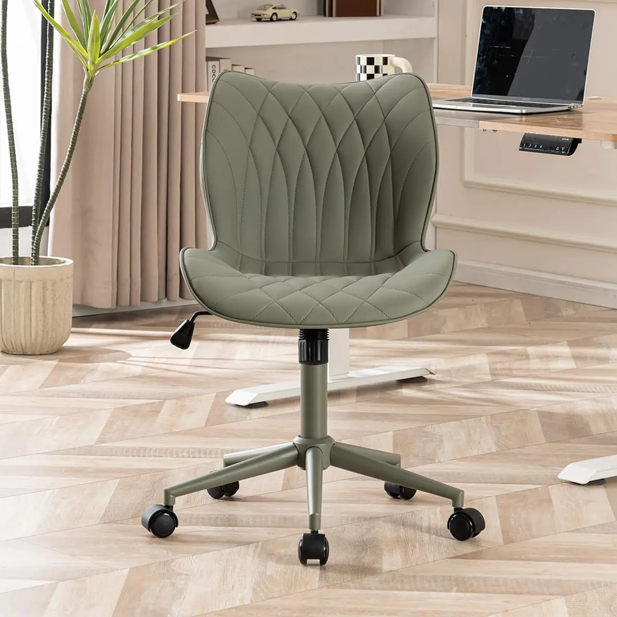 Armless Office Chair With Wheels Ergonomic Swivel Desk Chair Faux Leather Wingback Computer Chair
Armless Office Chair With Wheels Ergonomic Swivel Desk Chair Faux Leather Wingback Computer Chair