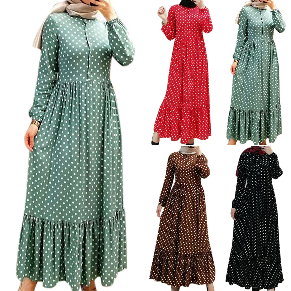 Plus Size Polka Dot Kaftan Abaya Dubai Hijab Muslim Dress Caftan Marocain Turkish Dresses Jilbab Abayas for Women Islam Clothing
Plus Size Polka Dot Kaftan Abaya Dubai Hijab Muslim Dress Caftan Marocain Turkish Dresses Jilbab Abayas for Women Islam Clothing