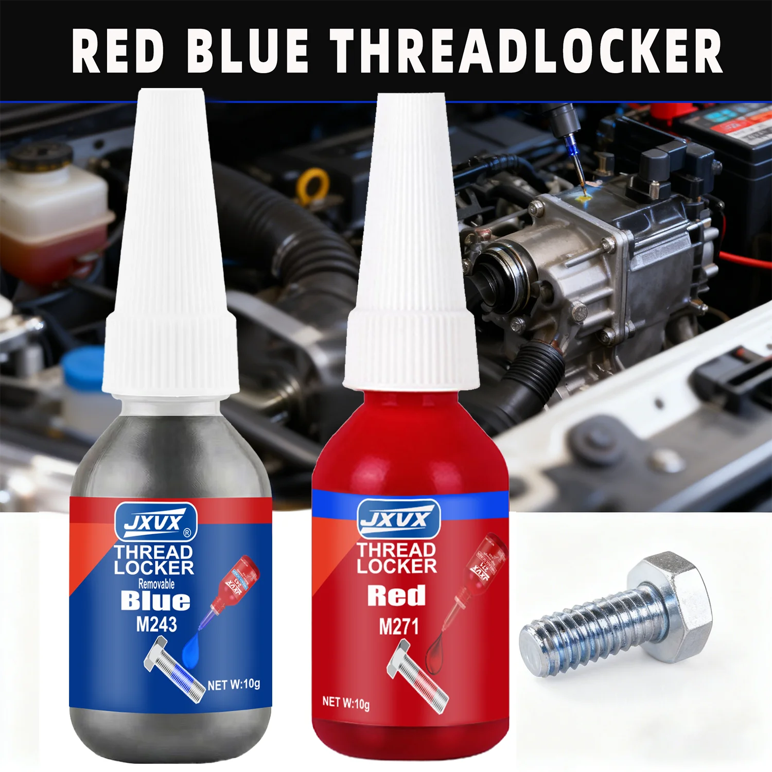 243/271 Threadlocker Blue And Red Medium To High Strength Thread locking agent Anaerobic Glue Anti-loose Universal Thread Sealants waterproof, corrosion-resistant, and highly stable,10ml.
243/271 Threadlocker Blue And Red Medium To High Strength Thread locking agent Anaerobic Glue Anti-loose Universal Thread Sealants waterproof, corrosion-resistant, and highly stable,10ml.