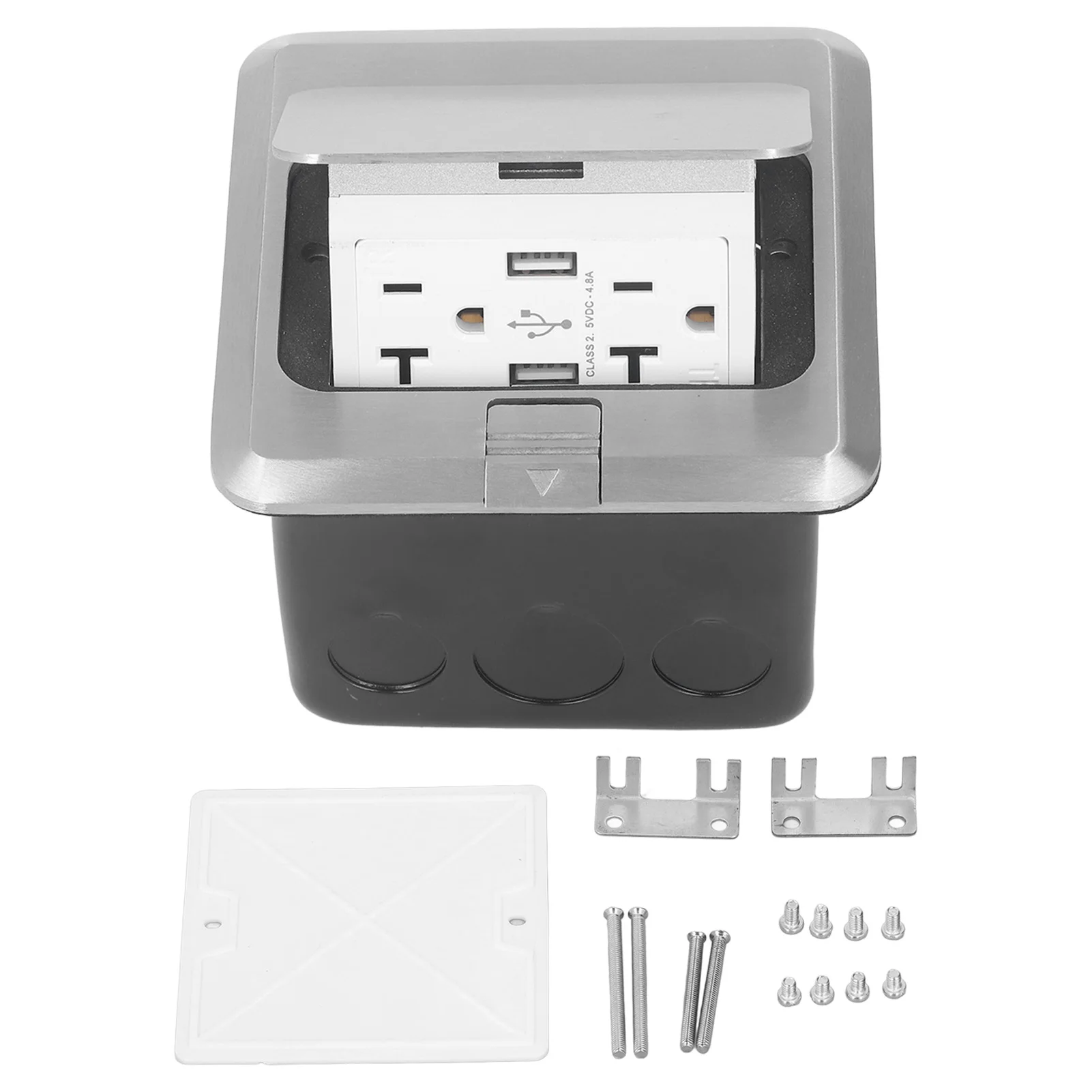 Desktop Socket 20A Bounce Design Outlet Table Connection Box Table Recessed Outlet with 2 USB Port US