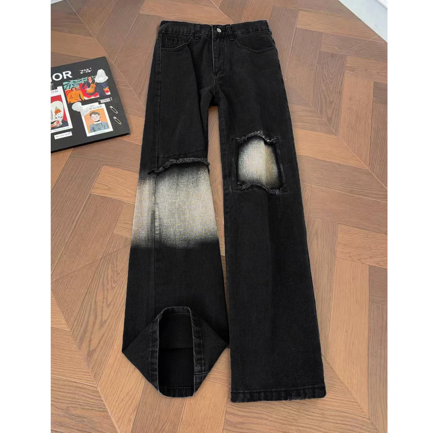 New Men's Jeans Ripped Distressed Straight Wide Leg Denim Man Pants for Streetwear Y2K Baggy Style
New Men's Jeans Ripped Distressed Straight Wide Leg Denim Man Pants for Streetwear Y2K Baggy Style