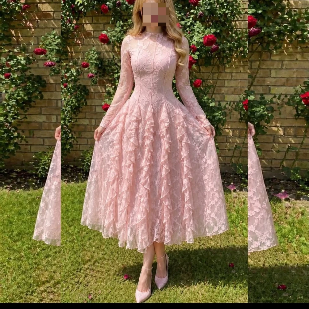 Customized Exquisite Lace A-line Ankle Length Prom Gowns Women's Long Sleeve High Collar Evening Dresses Birthday Paarty Dress
Customized Exquisite Lace A-line Ankle Length Prom Gowns Women's Long Sleeve High Collar Evening Dresses Birthday Paarty Dress