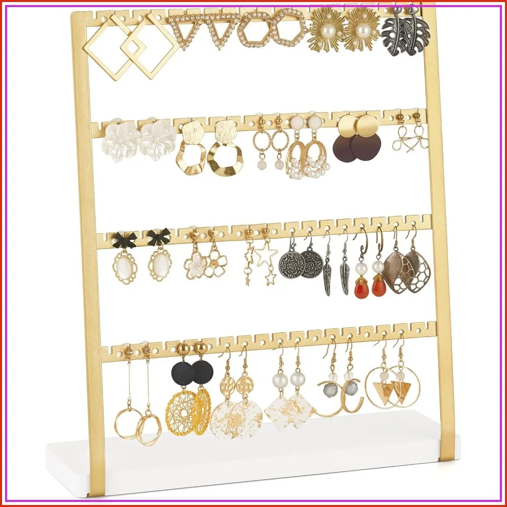 4-Tier Earring Holder Organizer Stands Gold Metal Jewelry Display Rack for Hanging 74 Pairs of Earrings and Ear Studs
4-Tier Earring Holder Organizer Stands Gold Metal Jewelry Display Rack for Hanging 74 Pairs of Earrings and Ear Studs