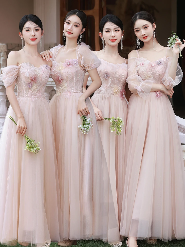 4Styles Pink Off The Shoulder Bridesmaid Dress Elegant Sister Group Wedding Party Tulle Long Dress Princess Ball Gowns
4Styles Pink Off The Shoulder Bridesmaid Dress Elegant Sister Group Wedding Party Tulle Long Dress Princess Ball Gowns