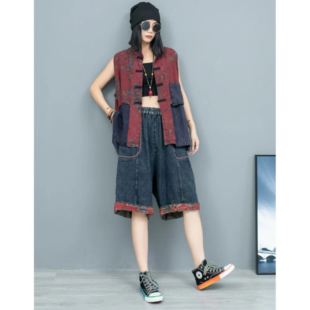 Big Flower Spliced Old Cloth Pan Buckle Vest + Straight Tube Denim Jeans Two Piece Set Women 2024 Summer ZF096
Big Flower Spliced Old Cloth Pan Buckle Vest + Straight Tube Denim Jeans Two Piece Set Women 2024 Summer ZF096