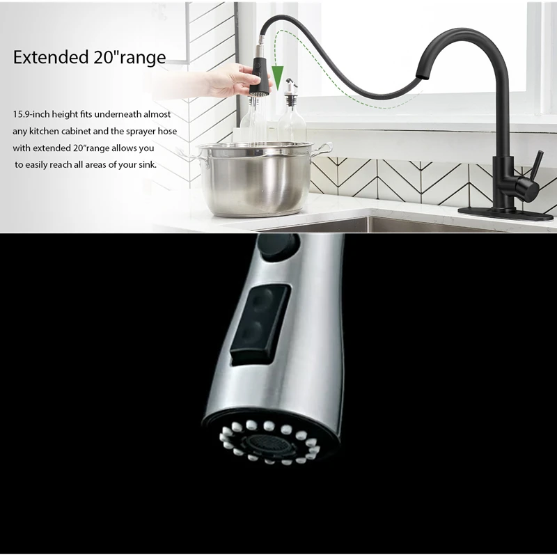 Factory Price Water Kitchen Faucet Black 360° Rotating Filter Water Faucets Pull Out Sprayer 3 Ways Hot Cold Water Mixer Tap
Factory Price Water Kitchen Faucet Black 360° Rotating Filter Water Faucets Pull Out Sprayer 3 Ways Hot Cold Water Mixer Tap