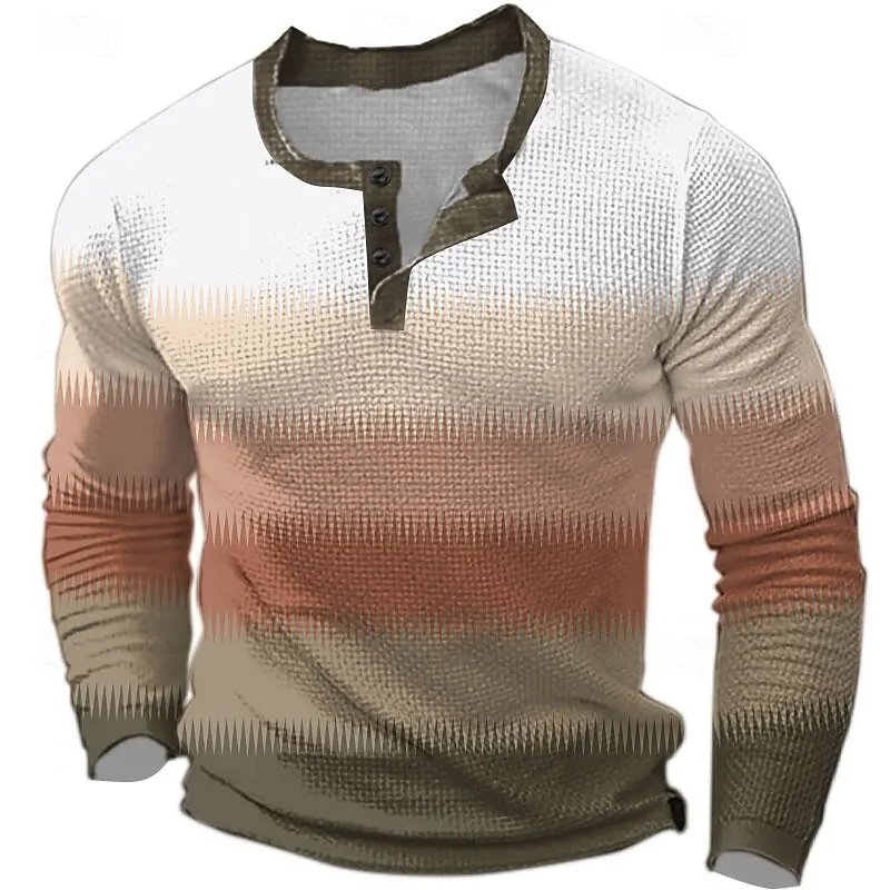 Refreshing Gradient Color Henley T-Shirt For Men 3D Printed Creative Design Long Sleeve Pullover Autumn Casual Quick Dry Clothes
Refreshing Gradient Color Henley T-Shirt For Men 3D Printed Creative Design Long Sleeve Pullover Autumn Casual Quick Dry Clothes