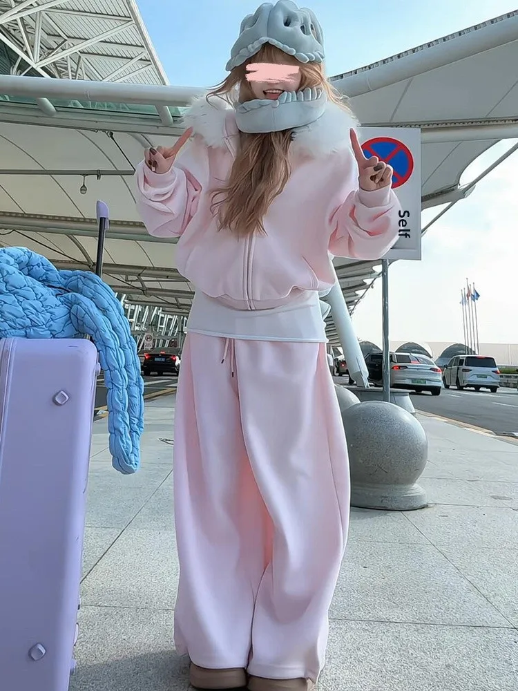 Pink Fce Lined Thiened Hoodie And Pants Casual Sportswear Set for Girls Long Sve Zipper Closure Comfortable Cotton Suit
Pink Fce Lined Thiened Hoodie And Pants Casual Sportswear Set for Girls Long Sve Zipper Closure Comfortable Cotton Suit