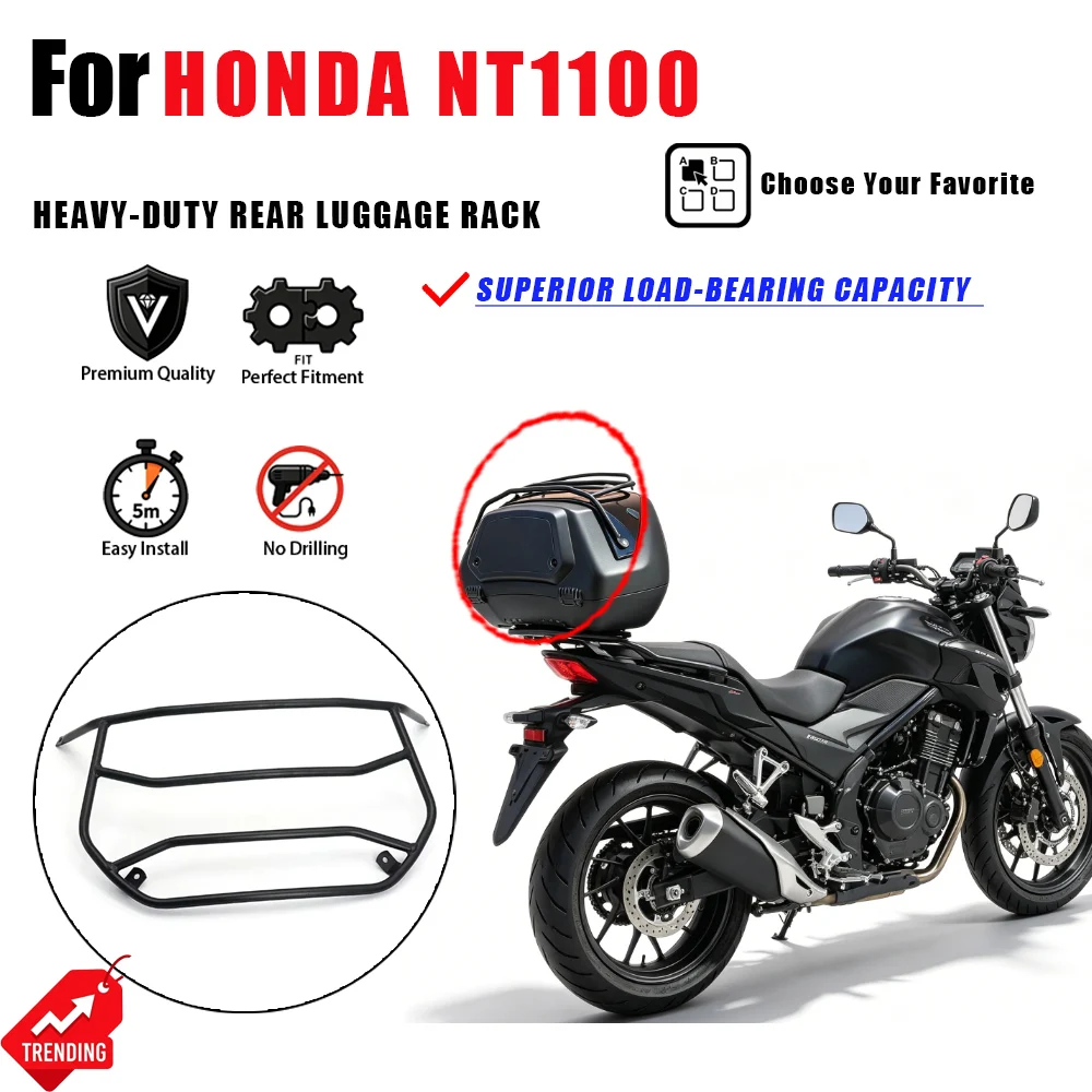 For Honda NT1100 Motorcycle Rear Rack Luggage Carrier Tail Box Bracket Heavy Duty Accesorios Moto Portaequipajes NT1100 Part
For Honda NT1100 Motorcycle Rear Rack Luggage Carrier Tail Box Bracket Heavy Duty Accesorios Moto Portaequipajes NT1100 Part