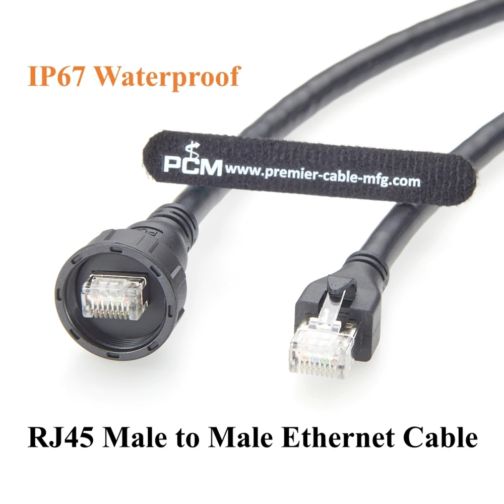 IP67 Waterproof RJ45 Male to Male Ethernet Cable CAT8 40Gbps Outdoor LAN Network Cable for PROFINET, PLC, Automation, Router,PoE
