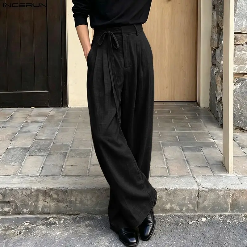 INCERUN Men's Pants Solid Color Lace Up Joggers Loose Pleated Wide Leg Pants For Man Pantalones Streetwear 2026 Casual Trousers
INCERUN Men's Pants Solid Color Lace Up Joggers Loose Pleated Wide Leg Pants For Man Pantalones Streetwear 2026 Casual Trousers