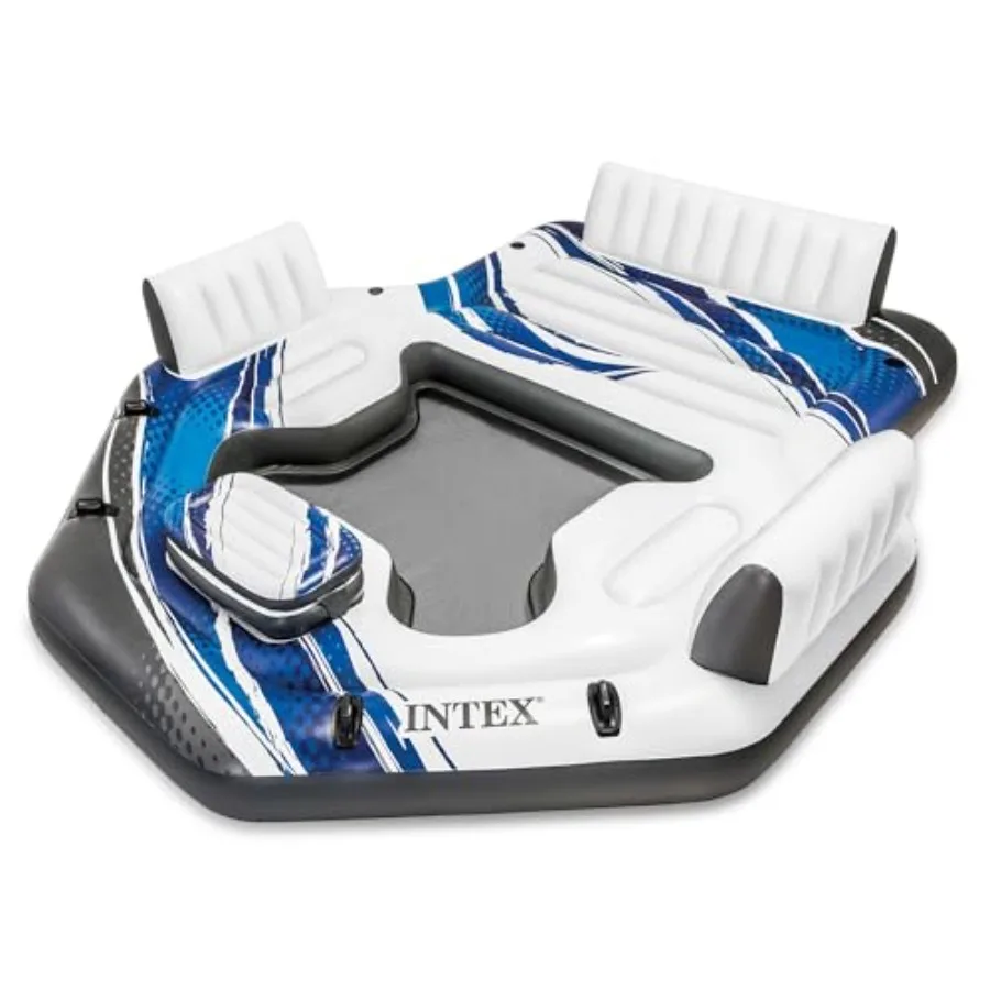 Blue Tropic Inflatable 5 Person Raft with Backrests Built-in Cooler and 4 Cupholders for Swimming Pool Island Water Floating Lo
Blue Tropic Inflatable 5 Person Raft with Backrests Built-in Cooler and 4 Cupholders for Swimming Pool Island Water Floating Lo