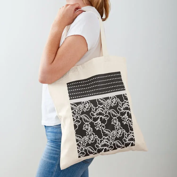 Floral and Dots (White on Black) Tote Bag Canvas bag Women's large cute
Floral and Dots (White on Black) Tote Bag Canvas bag Women's large cute
