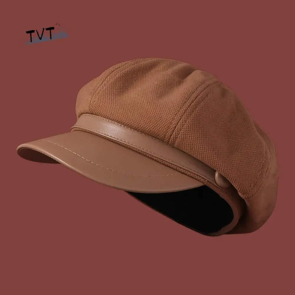 Fashion Retro Style Pu Leather Beret Autumn Winter Black Brown Women's Beret Casual Octagonal Cap Painter Hat Girl
Fashion Retro Style Pu Leather Beret Autumn Winter Black Brown Women's Beret Casual Octagonal Cap Painter Hat Girl