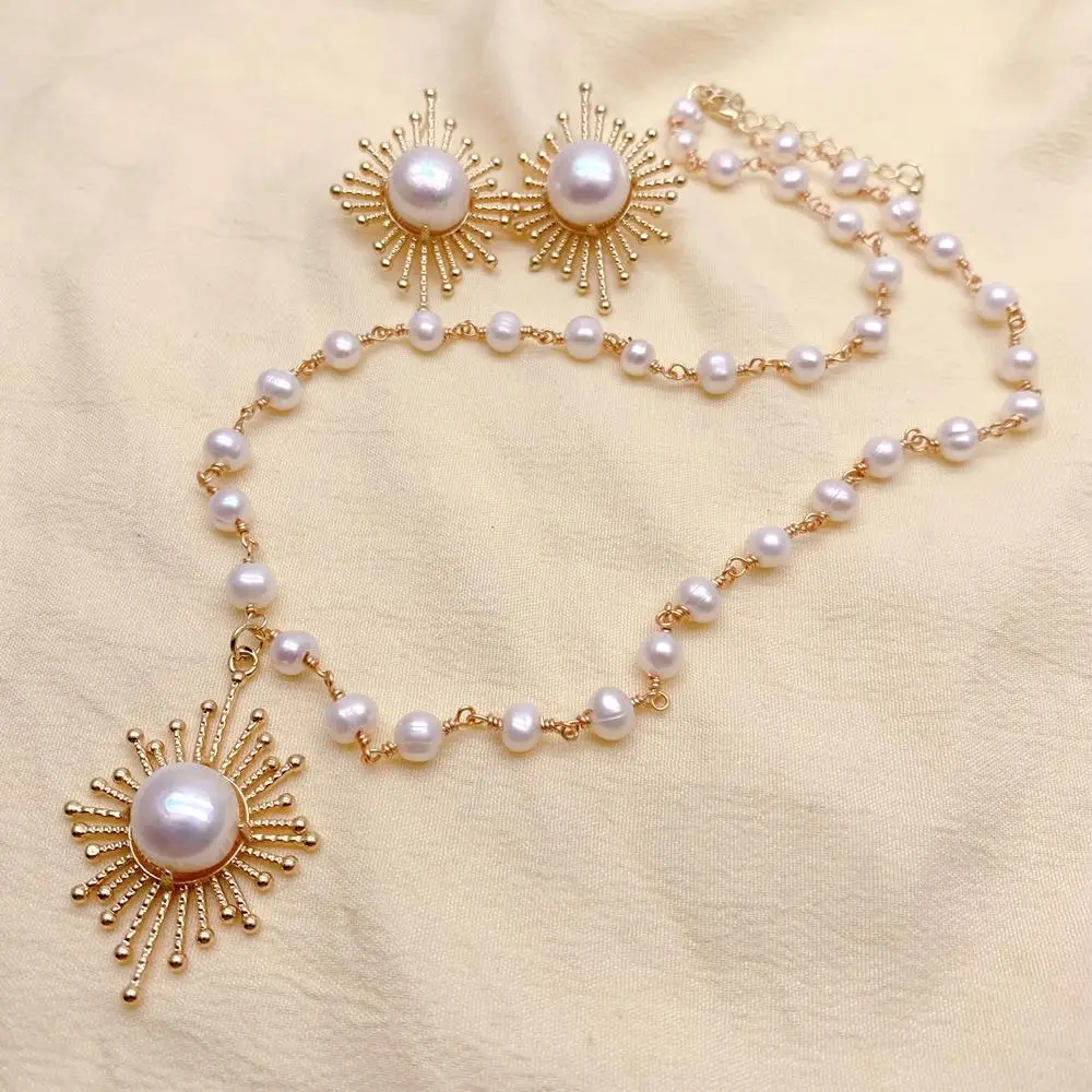Cultured White Potato Pearl Necklace Earrings Set Women Jewelry Sets Gift
Cultured White Potato Pearl Necklace Earrings Set Women Jewelry Sets Gift