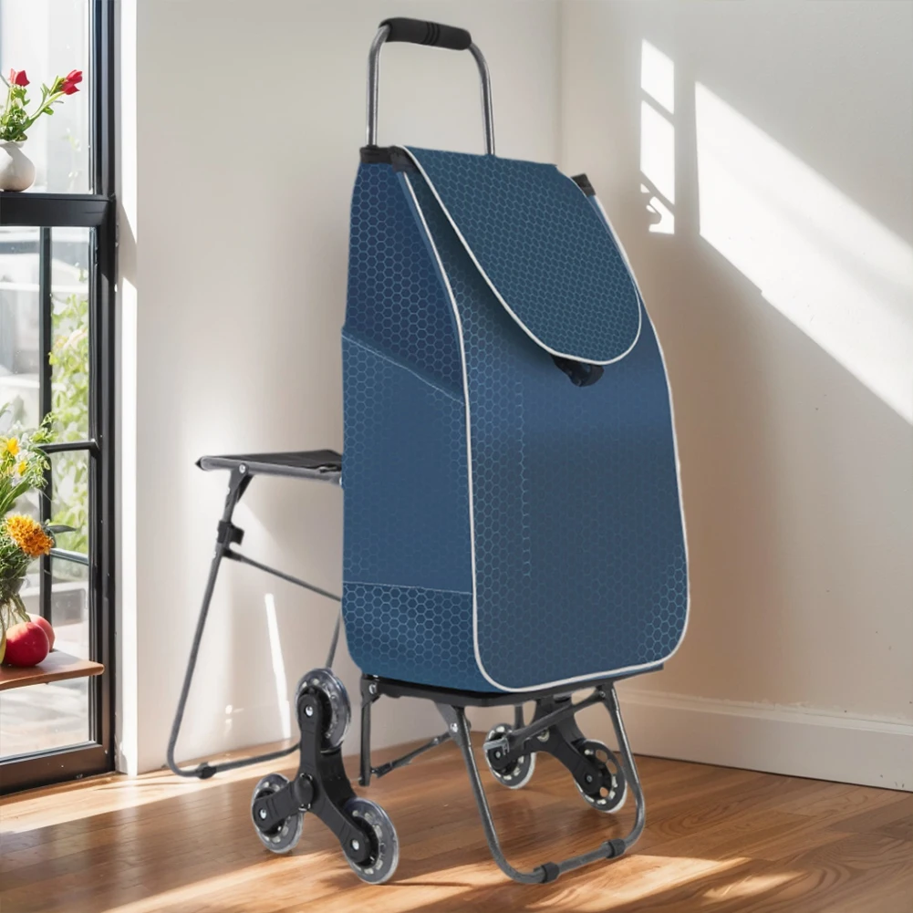 Climb Stairs Shopping Cart Folding Grocery Shopping Trolley with with Waterproof Bag & Chair Shopping Bag Cart for Transport
Climb Stairs Shopping Cart Folding Grocery Shopping Trolley with with Waterproof Bag & Chair Shopping Bag Cart for Transport