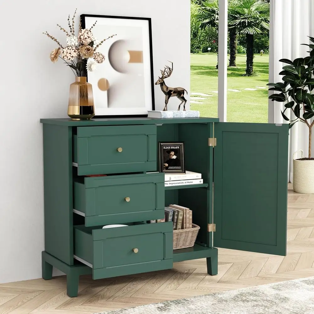 Green Wooden 3-Door Cabinet with Shelves for Living Room and Entryway Storage
Green Wooden 3-Door Cabinet with Shelves for Living Room and Entryway Storage