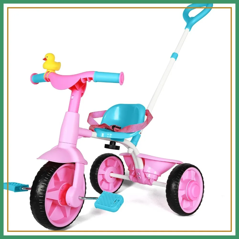 2 in 1 Toddler Tricycle for 18 Months to 3 Years, EVA Wheels, Push Handle, Duck Bell
2 in 1 Toddler Tricycle for 18 Months to 3 Years, EVA Wheels, Push Handle, Duck Bell