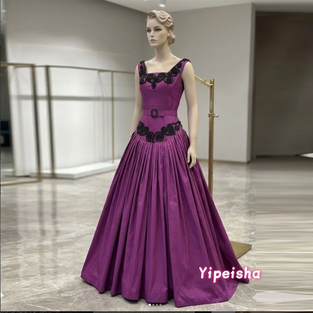 Customized Vintage Square Collar Sleeveless Evening Dresses Pleat Ruffles Beads Floor-Length Prom Gown With Belt A-Line Party D
Customized Vintage Square Collar Sleeveless Evening Dresses Pleat Ruffles Beads Floor-Length Prom Gown With Belt A-Line Party D