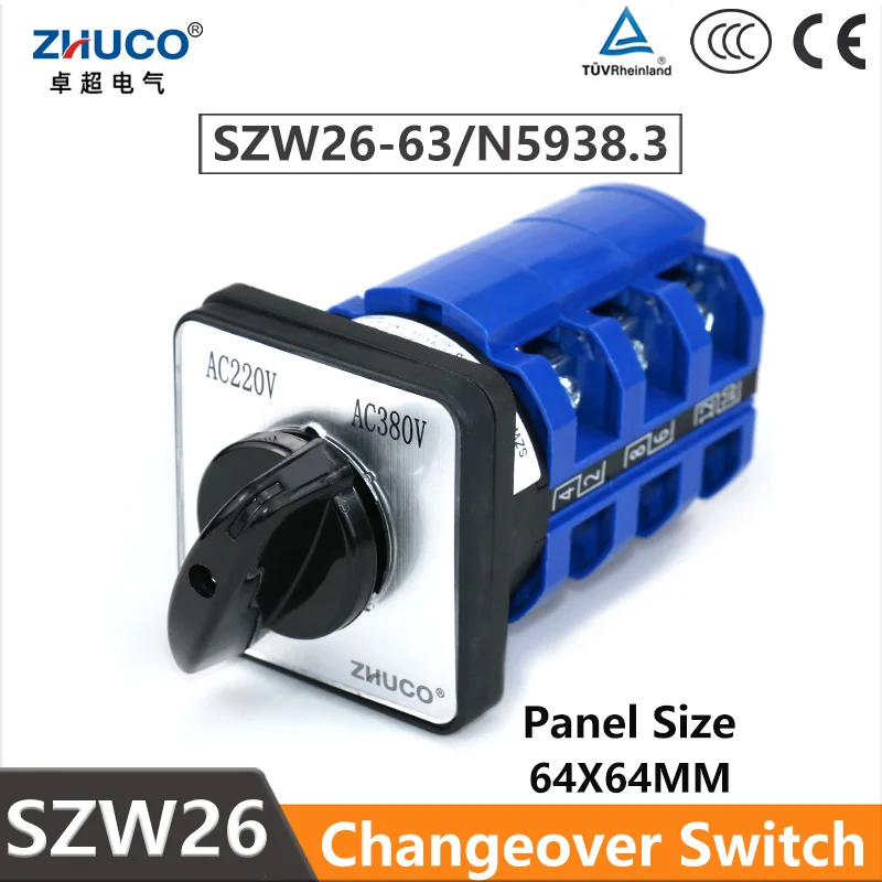 ZHUCO SZW26/LW26-63 63A 2 Position 3 Poles 12 Terminals Silver Contacts Automatic Ganrator Universal Changeover Cam Switch 
ZHUCO SZW26/LW26-63 63A 2 Position 3 Poles 12 Terminals Silver Contacts Automatic Ganrator Universal Changeover Cam Switch