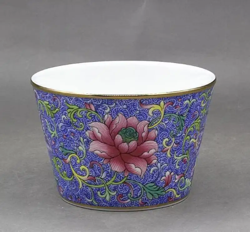 Chinese Blue Enamel Porcelain Lotus Pattern Teacup Cup 3.35 inch exquisite handicraft
Chinese Blue Enamel Porcelain Lotus Pattern Teacup Cup 3.35 inch exquisite handicraft