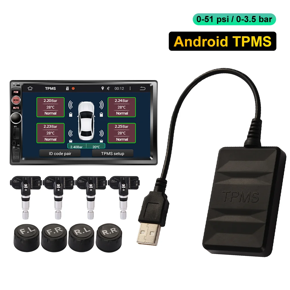Портативная автомобильная система контроля давления в шинах TPMS, USB Android-навигация, обнаружение давления в шинах, внутренний датчик давления в шинах
Портативная автомобильная система контроля давления в шинах TPMS, USB Android-навигация, обнаружение давления в шинах, внутренний датчик давления в шинах