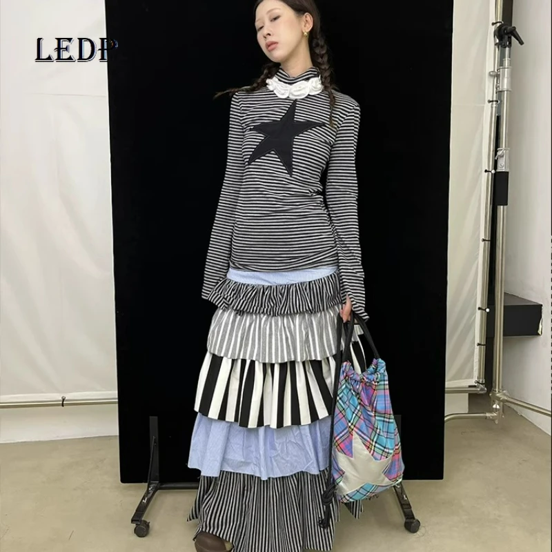 Осень 2022, полосатая вязаная женская нижняя рубашка с пятиконечной звездой, оригинальный дизайн, тонкие женские футболки с длинными рукавами
Осень 2022, полосатая вязаная женская нижняя рубашка с пятиконечной звездой, оригинальный дизайн, тонкие женские футболки с длинными рукавами