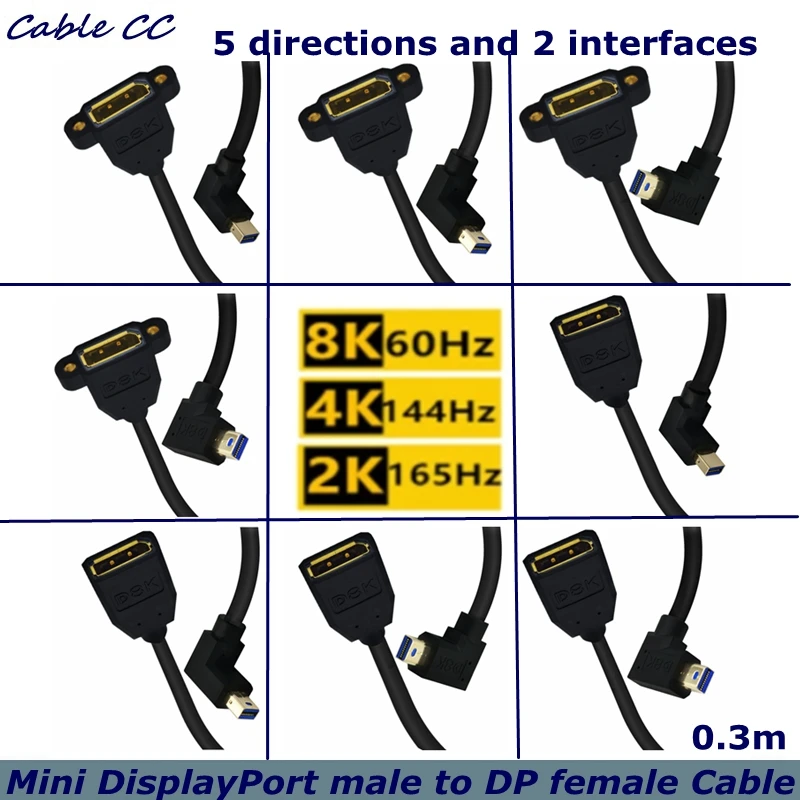 8K/60 Гц, 4K/144 Гц, 90 градусов Mini DisplayPort, папа, пара DP, гнездо, с гайковым кабелем, используется для проекторов, ноутбуков, камер
8K/60 Гц, 4K/144 Гц, 90 градусов Mini DisplayPort, папа, пара DP, гнездо, с гайковым кабелем, используется для проекторов, ноутбуков, камер