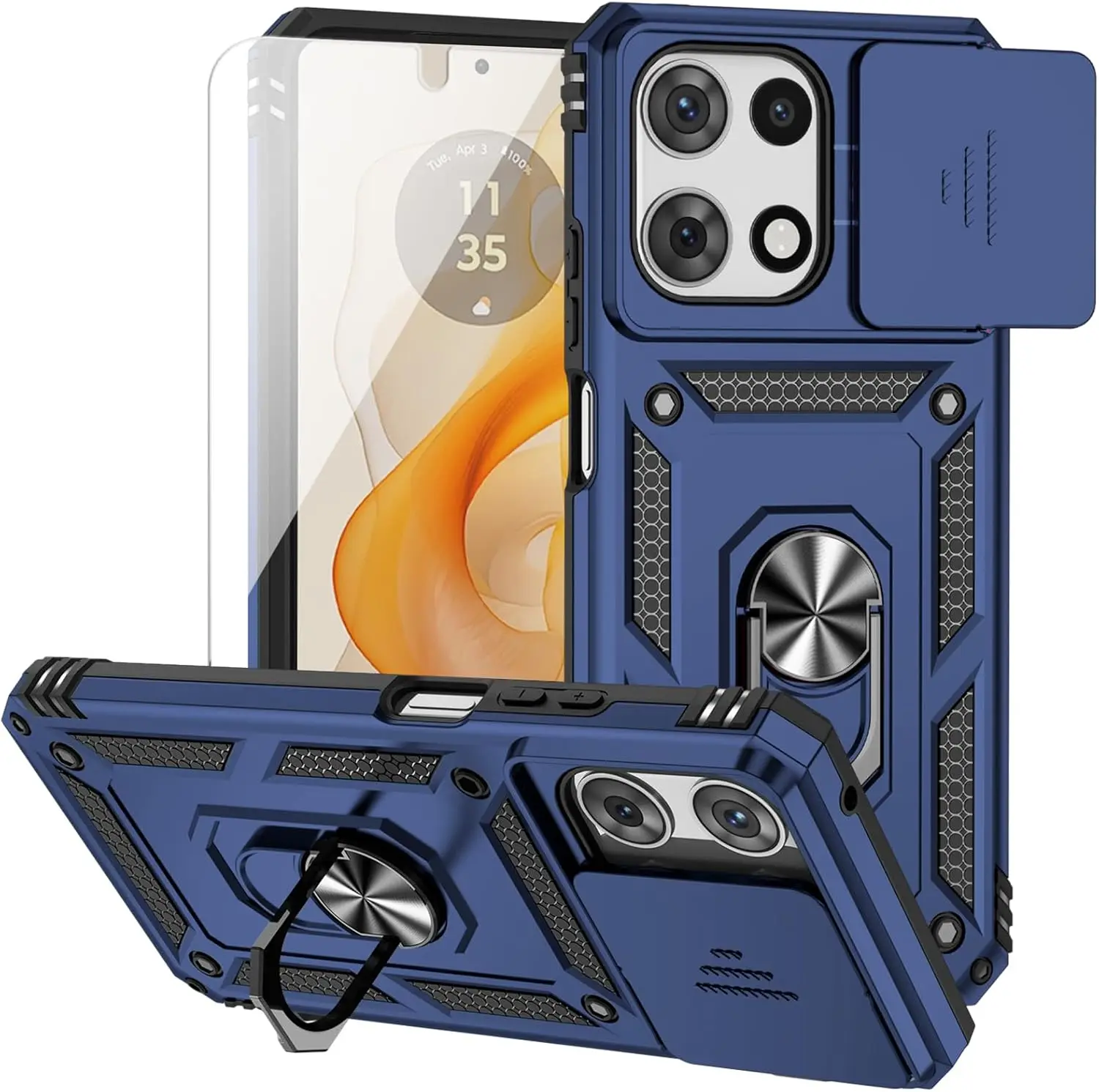 Military Grade Phone Case with Sliding Camera Cover, Ring Kickstand & Screen Protector for Moto G Models (Navy Blue)
Military Grade Phone Case with Sliding Camera Cover, Ring Kickstand & Screen Protector for Moto G Models (Navy Blue)
