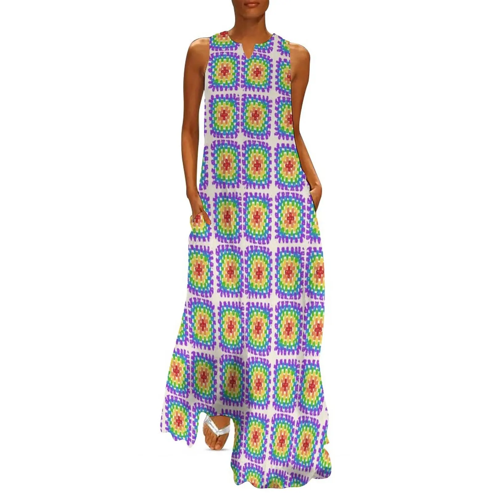 Rainbow Crochet Granny Square Repeat Long Dress dresses for woman Woman fashion Women's summer long dress
Rainbow Crochet Granny Square Repeat Long Dress dresses for woman Woman fashion Women's summer long dress