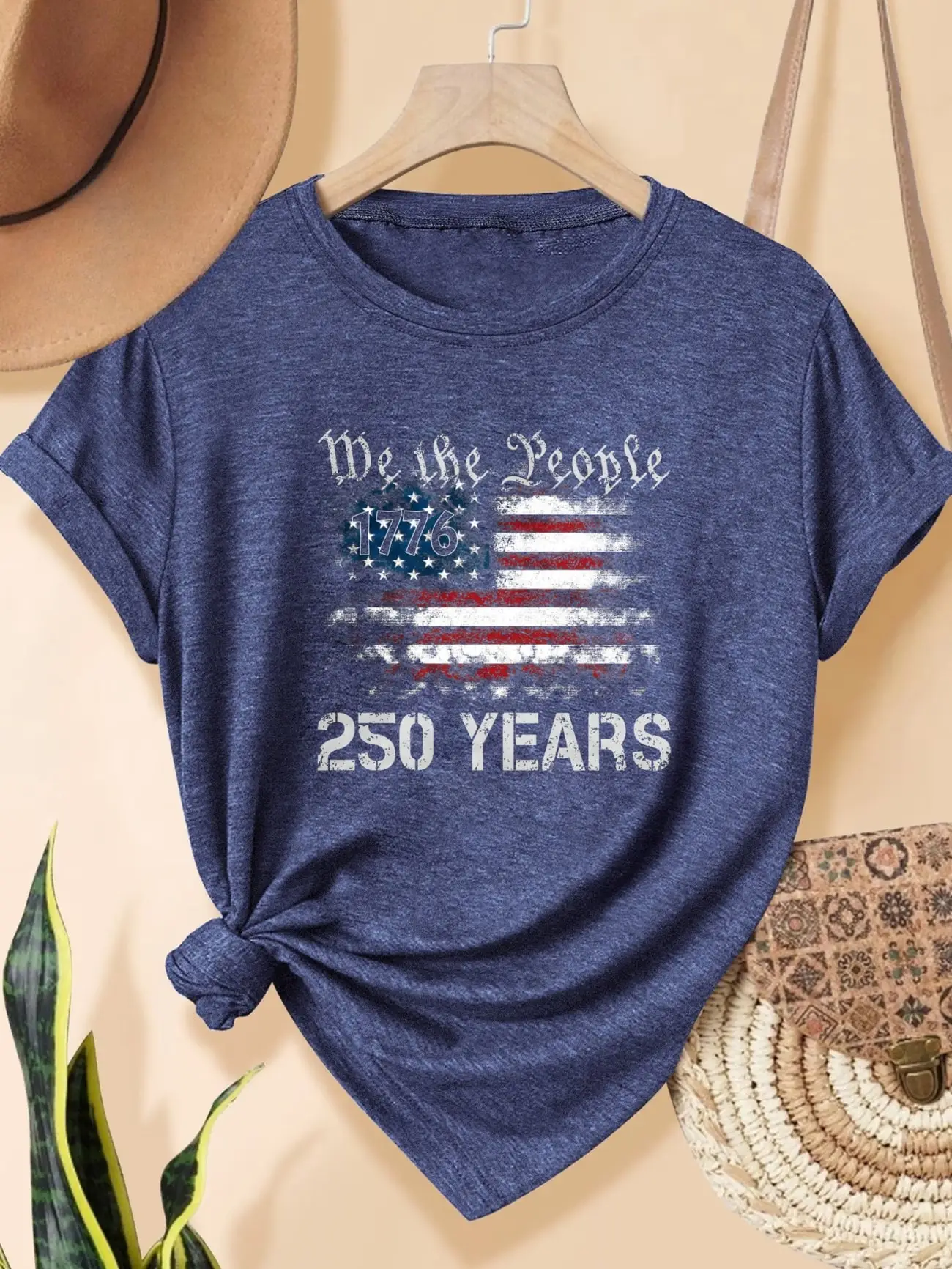 Plus size women's short sleeve T-shirt We The People 1776 Flag 250 Years breathable fabric summer outfits women's clothing
Plus size women's short sleeve T-shirt We The People 1776 Flag 250 Years breathable fabric summer outfits women's clothing