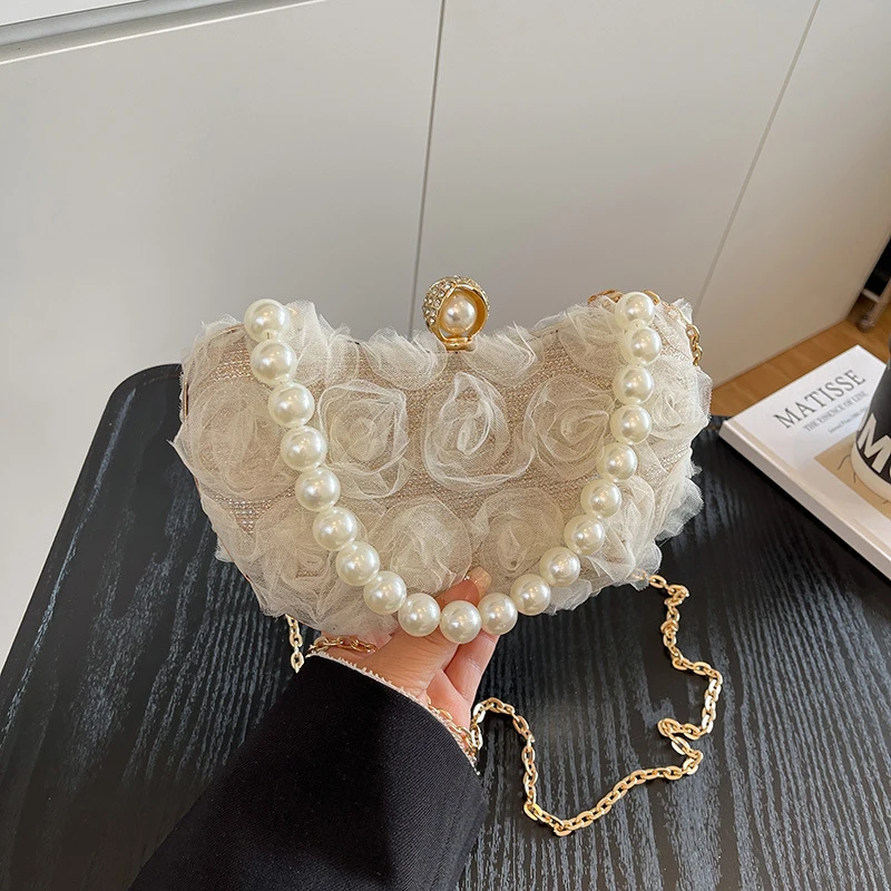 Lace Rose Evening Clutch Purse Pearl Chain Handbag Ladies Crossbody Bag 3D Diamond Accented Shoulder Bags Bridesmaid Shell Tote
Lace Rose Evening Clutch Purse Pearl Chain Handbag Ladies Crossbody Bag 3D Diamond Accented Shoulder Bags Bridesmaid Shell Tote