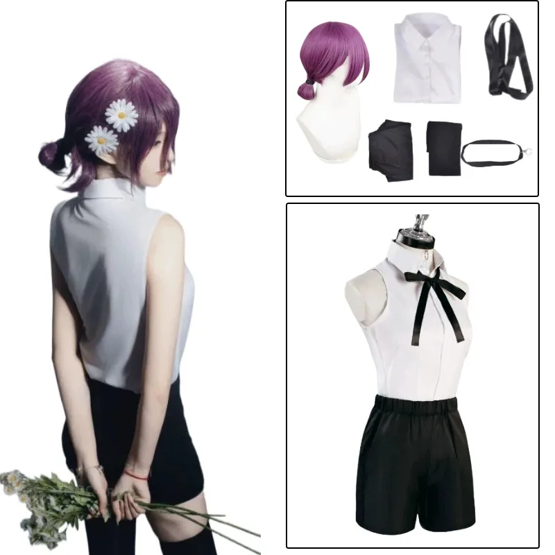 Reze Uniform Wome Anime Cosplay Costume Purple Wig Shirt Tie Neck Ring Short Full Set Halloween Events Party Role Play
Reze Uniform Wome Anime Cosplay Costume Purple Wig Shirt Tie Neck Ring Short Full Set Halloween Events Party Role Play