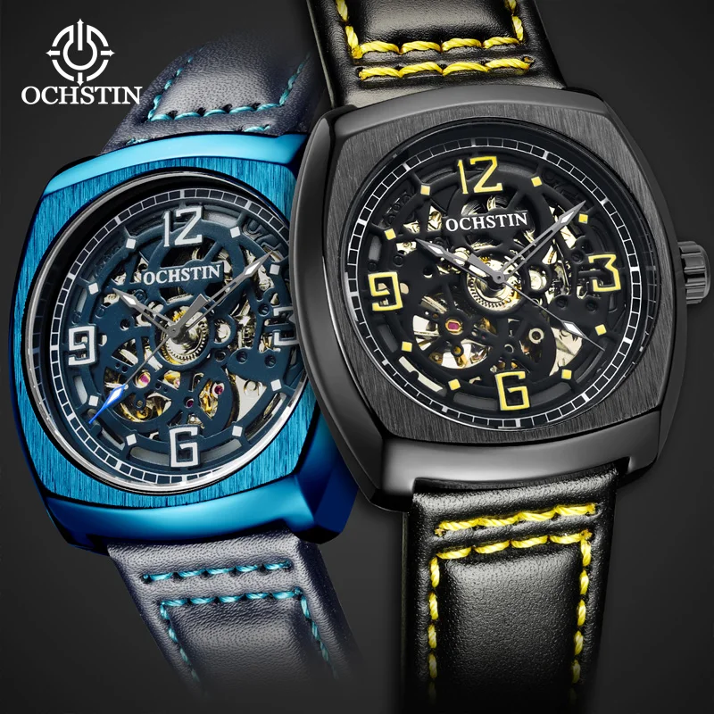 OCHSTIN Automatic Mechanical Self-Winding Men Watch Skeleton Case Hollow Out Leather Strap Square WristWatch For Male Waterproof
OCHSTIN Automatic Mechanical Self-Winding Men Watch Skeleton Case Hollow Out Leather Strap Square WristWatch For Male Waterproof