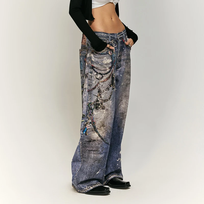 American Street Inkjet Digital Printing Jeans Men and Women Autumn and Winter Fashion Brand Loose Cool Straight Hip Hop Trousers
American Street Inkjet Digital Printing Jeans Men and Women Autumn and Winter Fashion Brand Loose Cool Straight Hip Hop Trousers