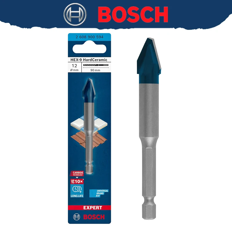 BOSCH 2608900594 EXPERT HEX-9 Hard Ceramic Drill Bit 12x90mm 10X Long Lifespan Material Wear-resisting Stone Drill Bit
BOSCH 2608900594 EXPERT HEX-9 Hard Ceramic Drill Bit 12x90mm 10X Long Lifespan Material Wear-resisting Stone Drill Bit