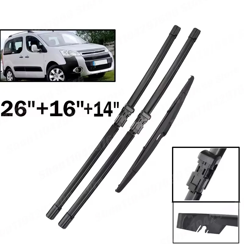 Wiper Front & Rear Wiper Blades Set For Peugeot Partner 2 2008 - 2017 Windshield Windscreen Window Car Brush 26"+16"+14"
Wiper Front & Rear Wiper Blades Set For Peugeot Partner 2 2008 - 2017 Windshield Windscreen Window Car Brush 26"+16"+14"